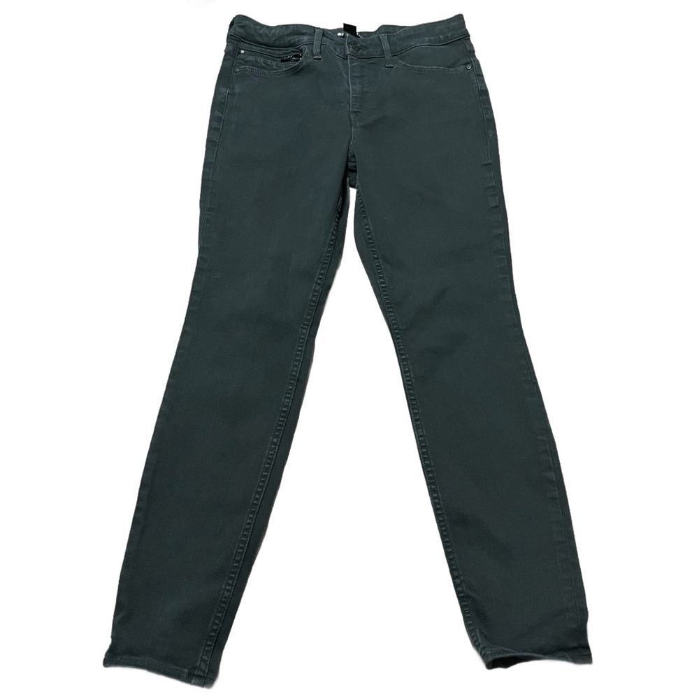 Athleta Black Straight Leg Jeans Size 8 petite Zipper pocket Stretch
